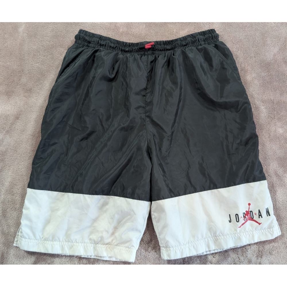 Jordan Athletic Shorts Mens Medium Black White Colorblock Jumpman Nylon